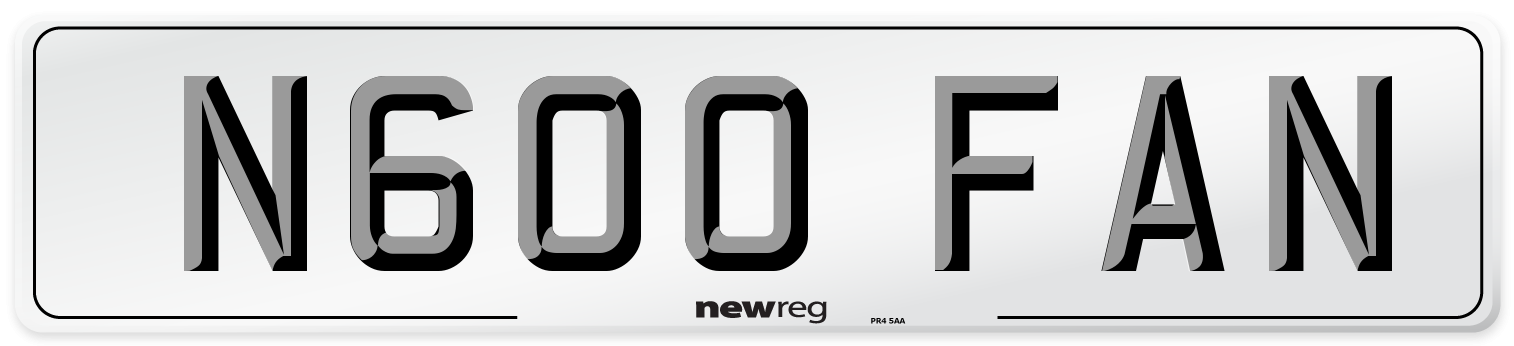 N600 FAN Number Plate from New Reg
